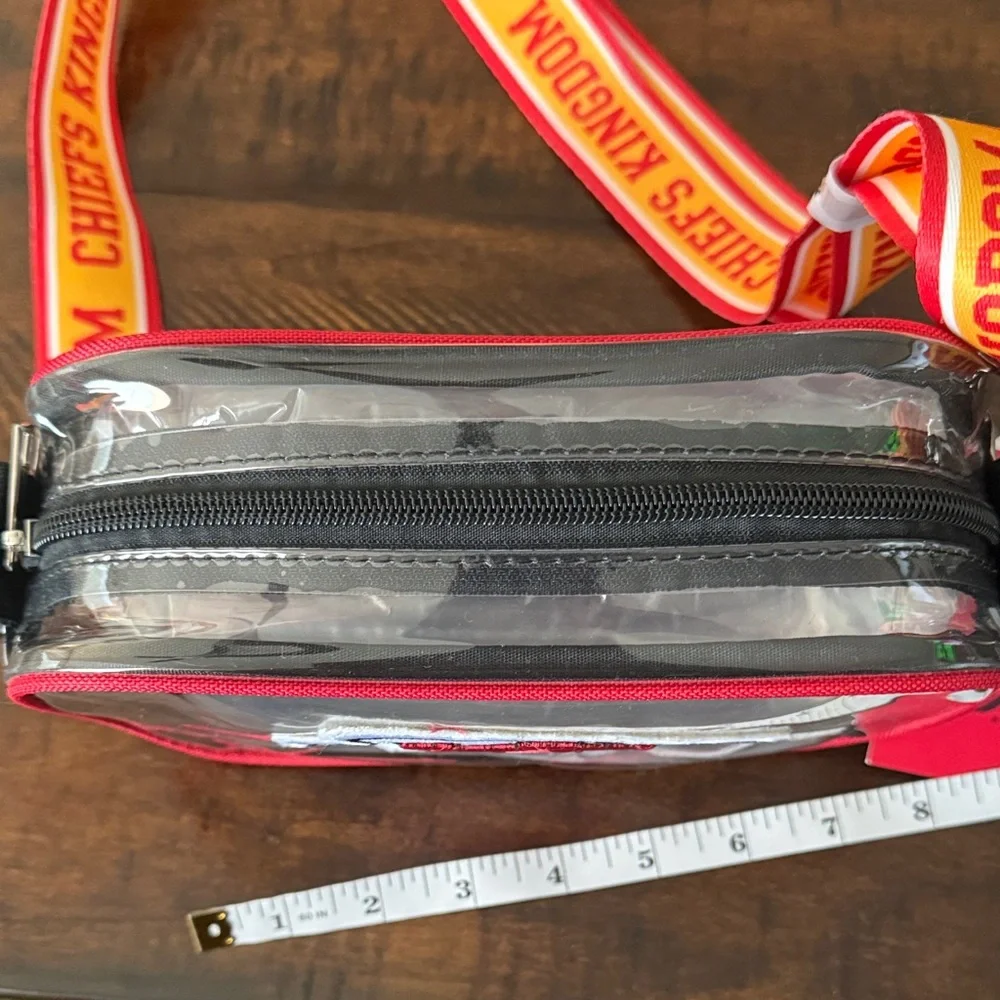 KC Chiefs Clear Crossbody Bag Red and Yellow Strap NWT NFL - Picture 5 of 6